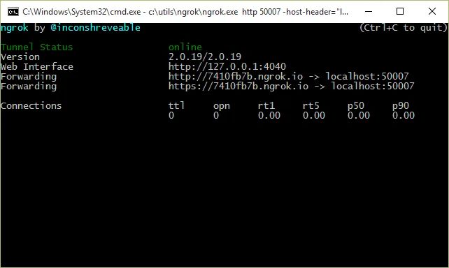 Exposing and testing your local web solutions online using NGrok